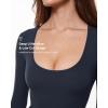 imageINLYRIC Womens Inbarely Soft Deep U Neck Double Lined Long Sleeve Tops Going Out Slim Fitted Sexy Trendy TShirtsTrue Navy