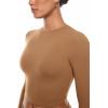 imageINLYRIC Womens Inbarely Soft Long Sleeve Tops Crew Neck Slim Fit Double Lined Basic Casual Going Out Y2K Tees ShirtsCaramel Camel