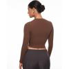 imageINLYRIC Womens Inbarely Soft Long Sleeve Tops Crew Neck Slim Fit Double Lined Basic Casual Going Out Y2K Tees ShirtsCoffee Brown