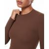 imageINLYRIC Womens Inbarely Soft Long Sleeve Tops Crew Neck Slim Fit Double Lined Basic Casual Going Out Y2K Tees ShirtsCoffee Brown