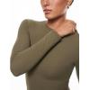 imageINLYRIC Womens Inbarely Soft Long Sleeve Tops Crew Neck Slim Fit Double Lined Basic Casual Going Out Y2K Tees ShirtsDesert Olive