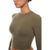 imageINLYRIC Womens Inbarely Soft Long Sleeve Tops Crew Neck Slim Fit Double Lined Basic Casual Going Out Y2K Tees ShirtsDesert Olive