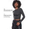 imageINLYRIC Womens Inbarely Soft Long Sleeve Tops Crew Neck Slim Fit Double Lined Basic Casual Going Out Y2K Tees ShirtsGraphite Grey