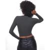 imageINLYRIC Womens Inbarely Soft Long Sleeve Tops Crew Neck Slim Fit Double Lined Basic Casual Going Out Y2K Tees ShirtsGraphite Grey