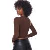 imageINLYRIC Womens Inbarely Soft Long Sleeve Tops Crew Neck Slim Fit Double Lined Basic Casual Going Out Y2K Tees ShirtsHazelnut