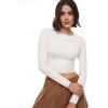 imageINLYRIC Womens Inbarely Soft Long Sleeve Tops Crew Neck Slim Fit Double Lined Basic Casual Going Out Y2K Tees ShirtsIceland White  Sheer