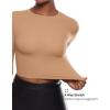 imageINLYRIC Womens Inbarely Soft Long Sleeve Tops Crew Neck Slim Fit Double Lined Basic Casual Going Out Y2K Tees ShirtsPeach Taupe