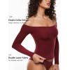 imageINLYRIC Womens Inbarely Soft Off The Shoulder Double Lined Long Sleeve Tops Going Out Slim Fitted Sexy Trendy TShirtsAncora Red
