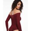 imageINLYRIC Womens Inbarely Soft Off The Shoulder Double Lined Long Sleeve Tops Going Out Slim Fitted Sexy Trendy TShirtsAncora Red