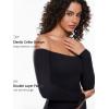 imageINLYRIC Womens Inbarely Soft Off The Shoulder Double Lined Long Sleeve Tops Going Out Slim Fitted Sexy Trendy TShirtsBlack