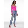 imageINLYRIC Womens Inbarely Soft Off The Shoulder Double Lined Long Sleeve Tops Going Out Slim Fitted Sexy Trendy TShirtsGlitter Rose