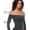 imageINLYRIC Womens Inbarely Soft Off The Shoulder Double Lined Long Sleeve Tops Going Out Slim Fitted Sexy Trendy TShirtsGraphite Grey