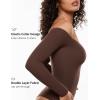 imageINLYRIC Womens Inbarely Soft Off The Shoulder Double Lined Long Sleeve Tops Going Out Slim Fitted Sexy Trendy TShirtsHazelnut