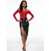 imageINLYRIC Womens Inbarely Soft Off The Shoulder Double Lined Long Sleeve Tops Going Out Slim Fitted Sexy Trendy TShirtsLipstick Red