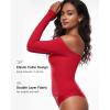 imageINLYRIC Womens Inbarely Soft Off The Shoulder Double Lined Long Sleeve Tops Going Out Slim Fitted Sexy Trendy TShirtsLipstick Red