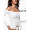 imageINLYRIC Womens Inbarely Soft Off The Shoulder Double Lined Long Sleeve Tops Going Out Slim Fitted Sexy Trendy TShirtsSnow White  See Through