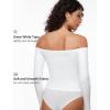 imageINLYRIC Womens Inbarely Soft Off The Shoulder Double Lined Long Sleeve Tops Going Out Slim Fitted Sexy Trendy TShirtsSnow White  See Through