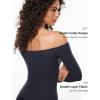 imageINLYRIC Womens Inbarely Soft Off The Shoulder Double Lined Long Sleeve Tops Going Out Slim Fitted Sexy Trendy TShirtsTrue Navy