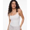 imageINLYRIC Womens Inbarely Soft Scoop Neck Bodysuit Double Lined Cami Sleeveless Spaghetti Strap Going Out Tank TopsWhite