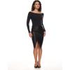 imageINLYRIC Womens Natrelax Long Sleeve Bodysuit Boat Neck Stretchy Basic TopsBlack