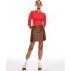 imageINLYRIC Womens Natrelax Long Sleeve Bodysuit Boat Neck Stretchy Basic TopsDark Red