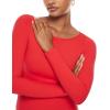 imageINLYRIC Womens Natrelax Long Sleeve Bodysuit Boat Neck Stretchy Basic TopsDark Red