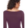 imageINLYRIC Womens Natrelax Long Sleeve Bodysuit Boat Neck Stretchy Basic TopsDeep Purple
