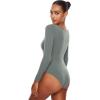 imageINLYRIC Womens Natrelax Long Sleeve Bodysuit Boat Neck Stretchy Basic TopsGrey Sage