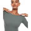 imageINLYRIC Womens Natrelax Long Sleeve Bodysuit Boat Neck Stretchy Basic TopsGrey Sage
