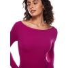 imageINLYRIC Womens Natrelax Long Sleeve Bodysuit Boat Neck Stretchy Basic TopsMagenta Purple