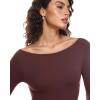 imageINLYRIC Womens Natrelax Long Sleeve Bodysuit Boat Neck Stretchy Basic TopsTaupe