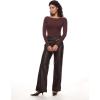 imageINLYRIC Womens Natrelax Long Sleeve Bodysuit Boat Neck Stretchy Basic TopsTaupe