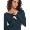 imageINLYRIC Womens Natrelax Long Sleeve Bodysuit Boat Neck Stretchy Basic TopsTrue Navy