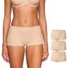 imageINLYRIC Womens Inbarely Plus Boyshorts Underwear  Soft Full Coverage Boxer Shorts Briefs Ladies Panties 3 PackBeige 3pack