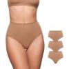 imageINLYRIC Womens Inbarely Soft Thong  High Waisted Tagless Smooth Stretch Underwear Ultrasoft No Show Ladies Panties 3 PackGravel 3pack