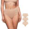 imageINLYRIC Womens Inbarely Soft Thong  High Waisted Tagless Smooth Stretch Underwear Ultrasoft No Show Ladies Panties 3 PackWheat 3pack