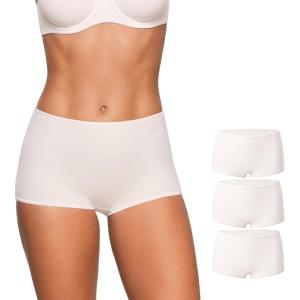 imageINLYRIC Womens Inbarely Plus Boyshorts Underwear  Soft Full Coverage Boxer Shorts Briefs Ladies Panties 3 PackCoconut White 3pack