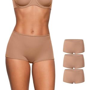 imageINLYRIC Womens Inbarely Plus Boyshorts Underwear  Soft Full Coverage Boxer Shorts Briefs Ladies Panties 3 PackGravel 3pack