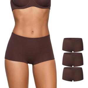 imageINLYRIC Womens Inbarely Plus Boyshorts Underwear  Soft Full Coverage Boxer Shorts Briefs Ladies Panties 3 PackHazelnut 3pack