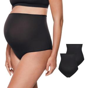 imageINLYRIC Womens Inbarely Soft Maternity Underwear  Over Bump High Waist Briefs Soft Full Coverage Pregnancy Panties PackBlack 2pack