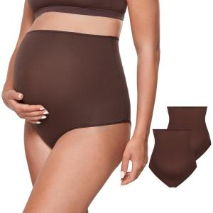 imageINLYRIC Womens Inbarely Soft Maternity Underwear  Over Bump High Waist Briefs Soft Full Coverage Pregnancy Panties PackHazelnut 2pack