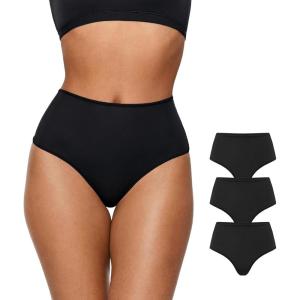 imageINLYRIC Womens Inbarely Soft Thong  High Waisted Tagless Smooth Stretch Underwear Ultrasoft No Show Ladies Panties 3 PackBlack 3pack