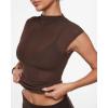 imageINLYRIC Womens Cosnufy Mesh Sheer Mock Turtle Neck Tank Tops See Through Sleeveless Sexy Summer Going Out TopsHazelnut