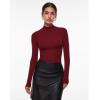 imageINLYRIC Womens Inbarely Soft Mock Turtleneck Double Lined Long Sleeve Tops Going Out Slim Fitted Sexy Trendy TShirtsAncora Red
