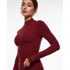 imageINLYRIC Womens Inbarely Soft Mock Turtleneck Double Lined Long Sleeve Tops Going Out Slim Fitted Sexy Trendy TShirtsAncora Red