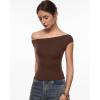 imageINLYRIC Womens Inbarely Soft Off The Shoulder Tops Versatile Going Out Trendy Shirts Y2K Spring Summer OutfitsHazelnut
