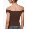 imageINLYRIC Womens Inbarely Soft Off The Shoulder Tops Versatile Going Out Trendy Shirts Y2K Spring Summer OutfitsHazelnut