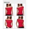 imageINLYRIC Womens Inbarely Soft Off The Shoulder Tops Versatile Going Out Trendy Shirts Y2K Spring Summer OutfitsLipstick Red