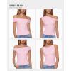 imageINLYRIC Womens Inbarely Soft Off The Shoulder Tops Versatile Going Out Trendy Shirts Y2K Spring Summer OutfitsSweet Pink