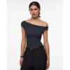 imageINLYRIC Womens Inbarely Soft Off The Shoulder Tops Versatile Going Out Trendy Shirts Y2K Spring Summer OutfitsTrue Navy